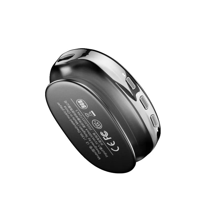 Bluetooth MP4 music player with OLED screen in blue, black or rose gold colours showing playback controls