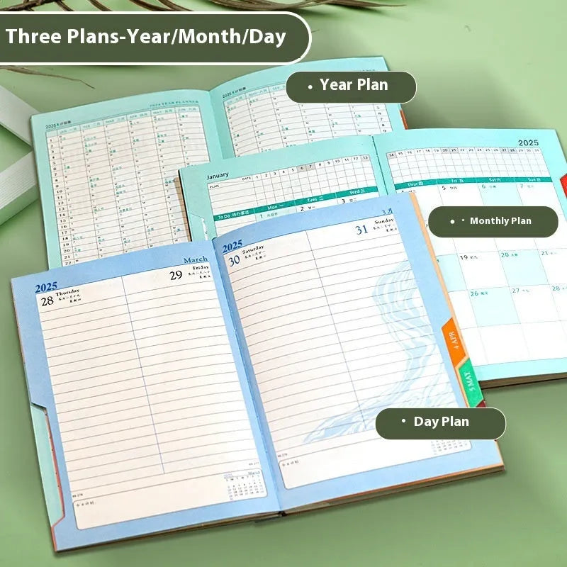 Office thick notepad with striped PU leather cover showing bean green colour option