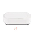 White portable ultrasonic cleaning machine with stainless steel tank and touch button.