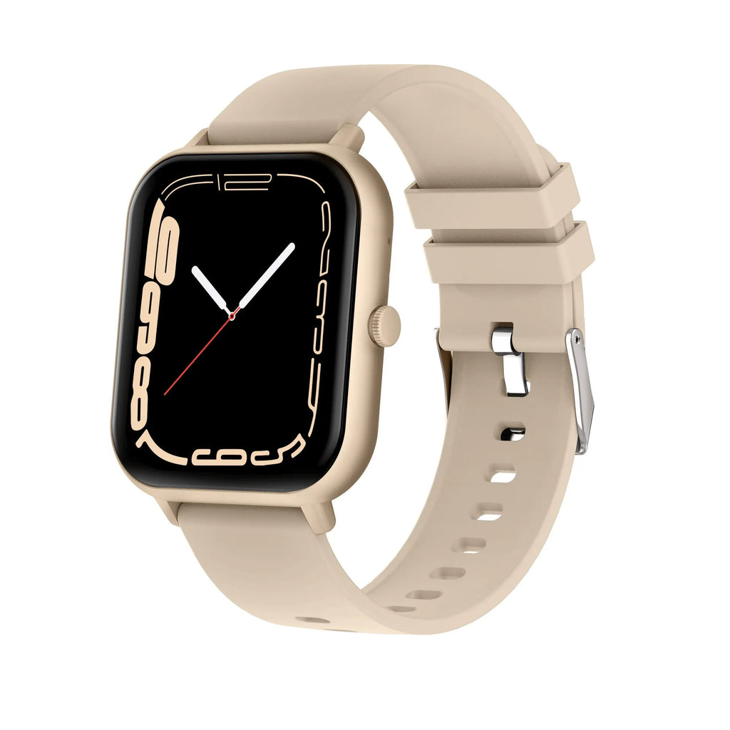 Bluetooth smart watch showing heart rate monitoring and camera remote control functions on TFT screen