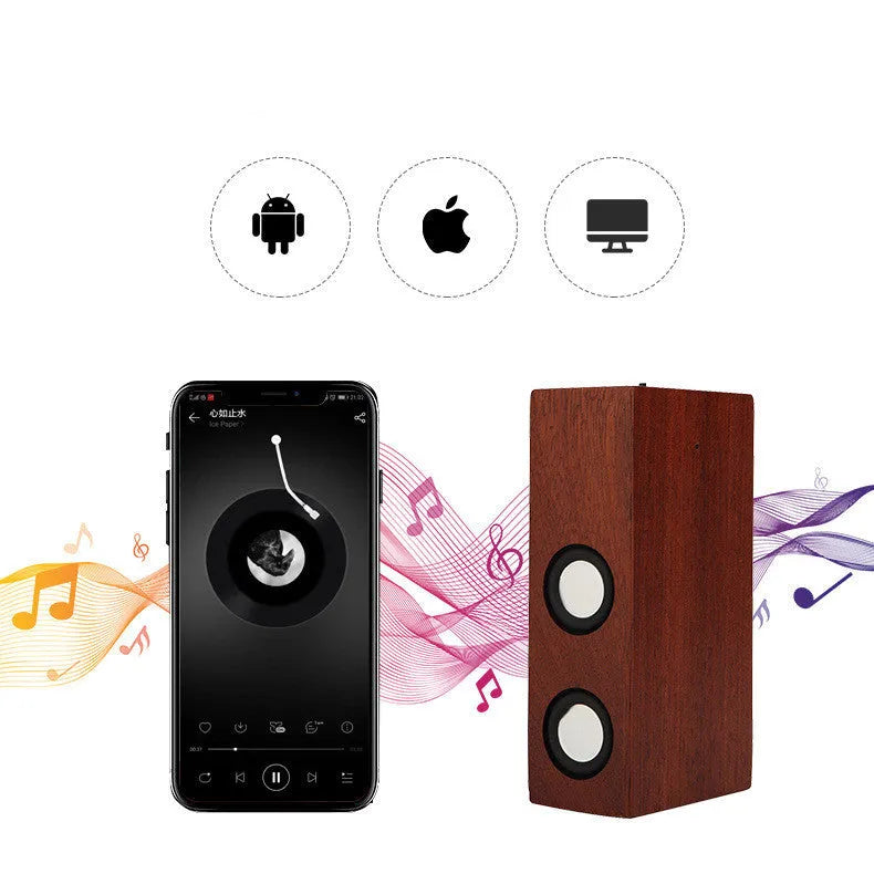Retro wooden Bluetooth speaker in bamboo, black walnut or sapele wood finishes