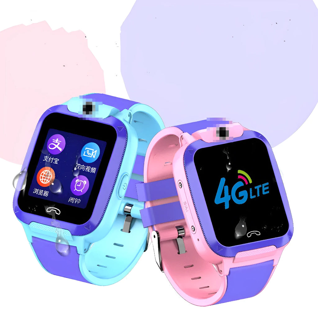 Blue children's smart watch with GPS and video calling on 1.44-inch touch screen