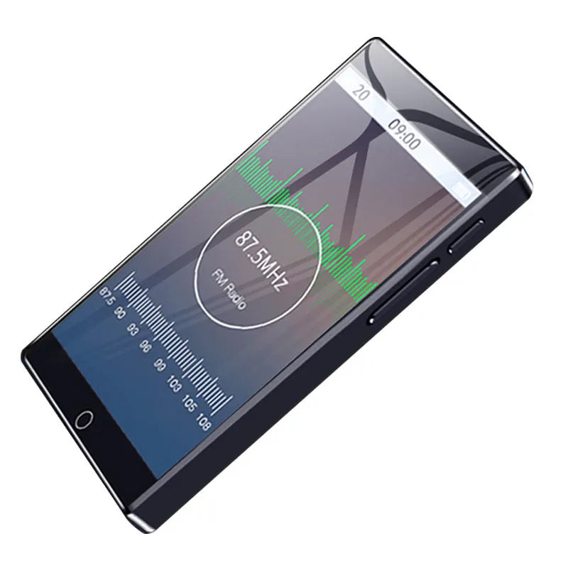 Black Ruizu H1 8GB MP3 MP4 player with 4.0 inch touch screen showing media interface