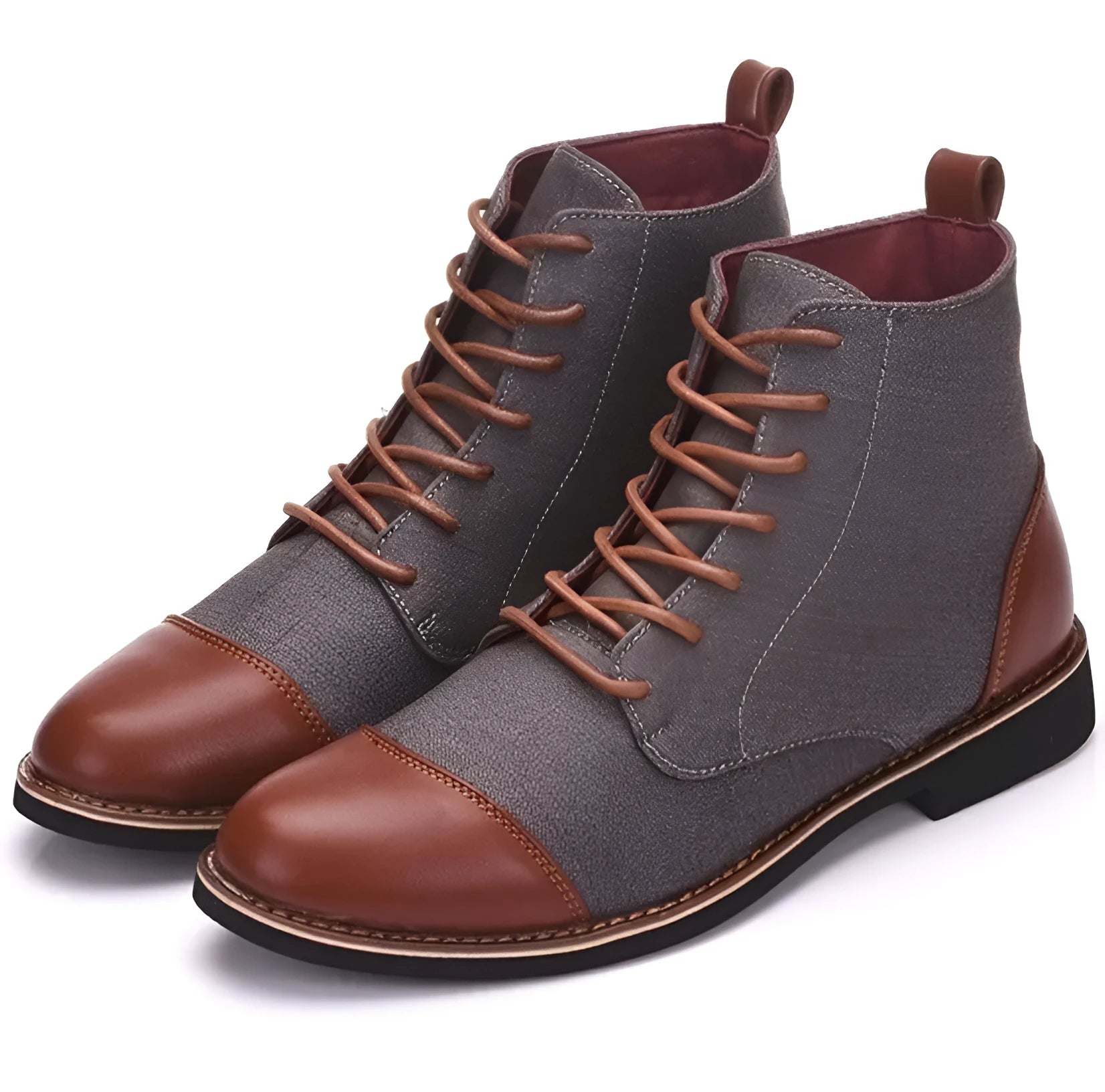 Leather motorcycle boots with metal buckle straps in black, blue, grey or khaki colours