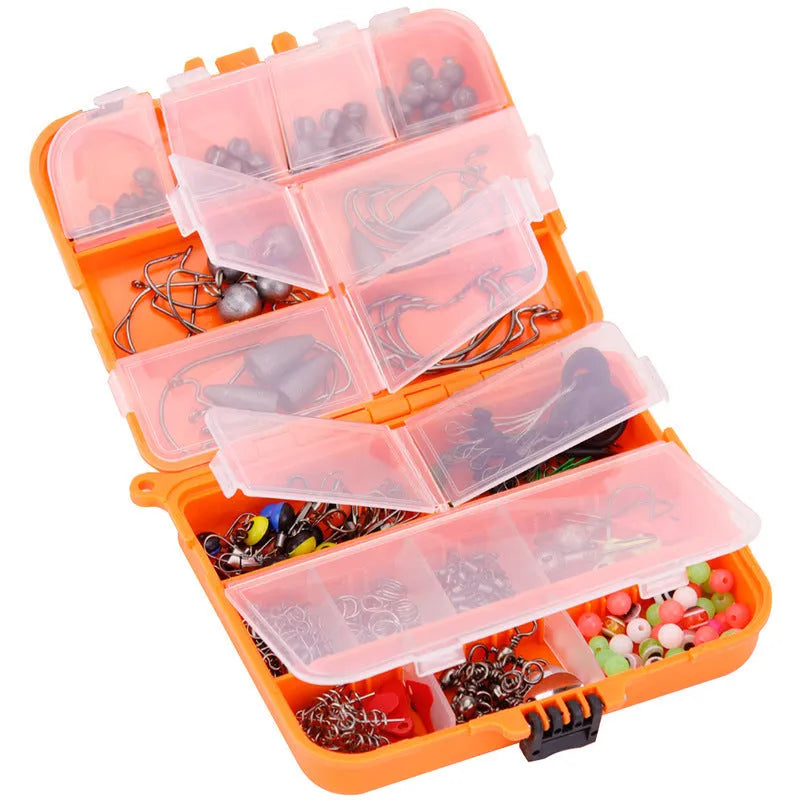 Weihe 257-piece fishing lure accessories set in ABS plastic organiser box for sea and rock fishing