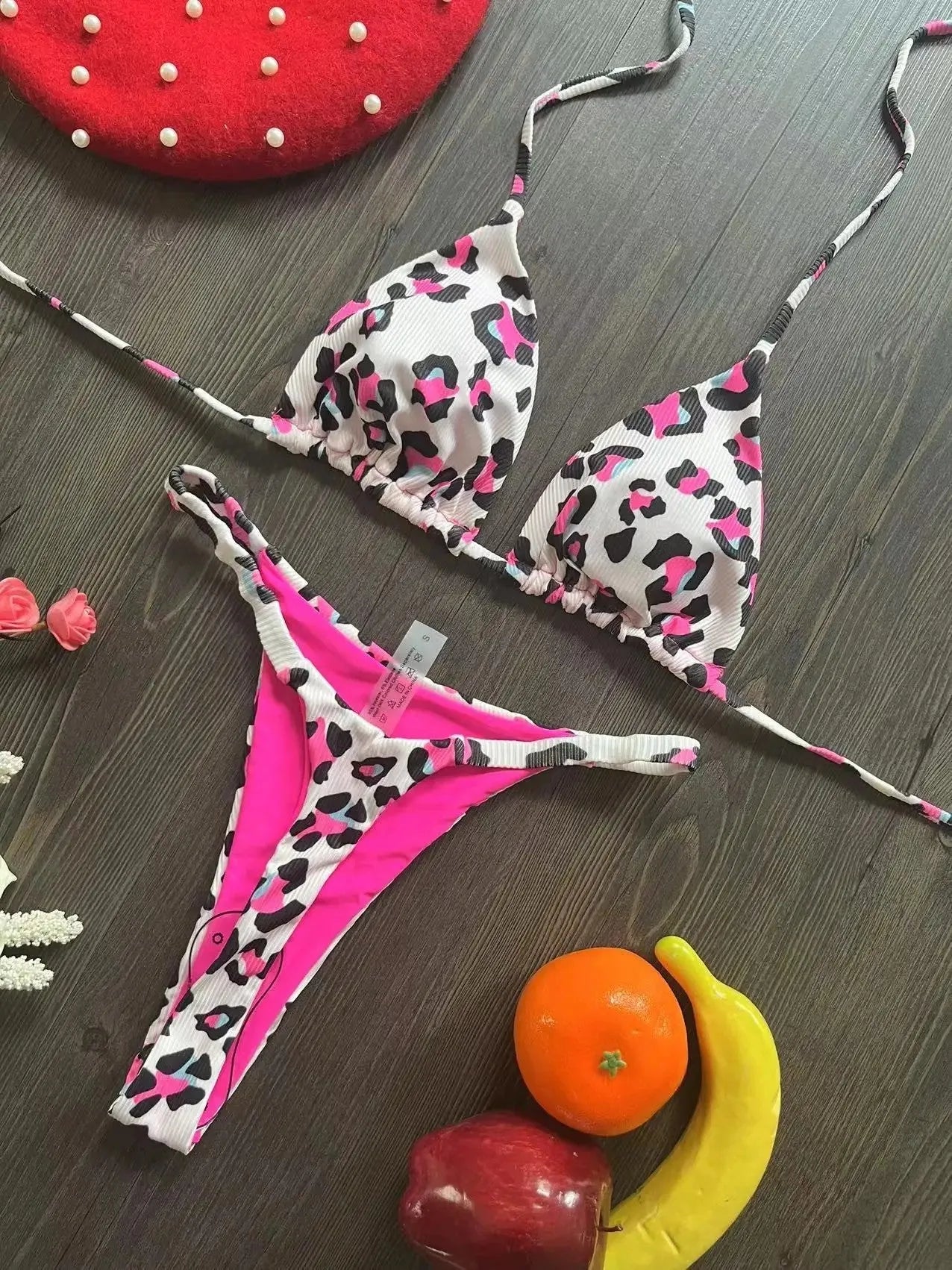 Women's printed bikini swimsuit in quick-dry nylon with cotton lining, shown in colour RT2110.