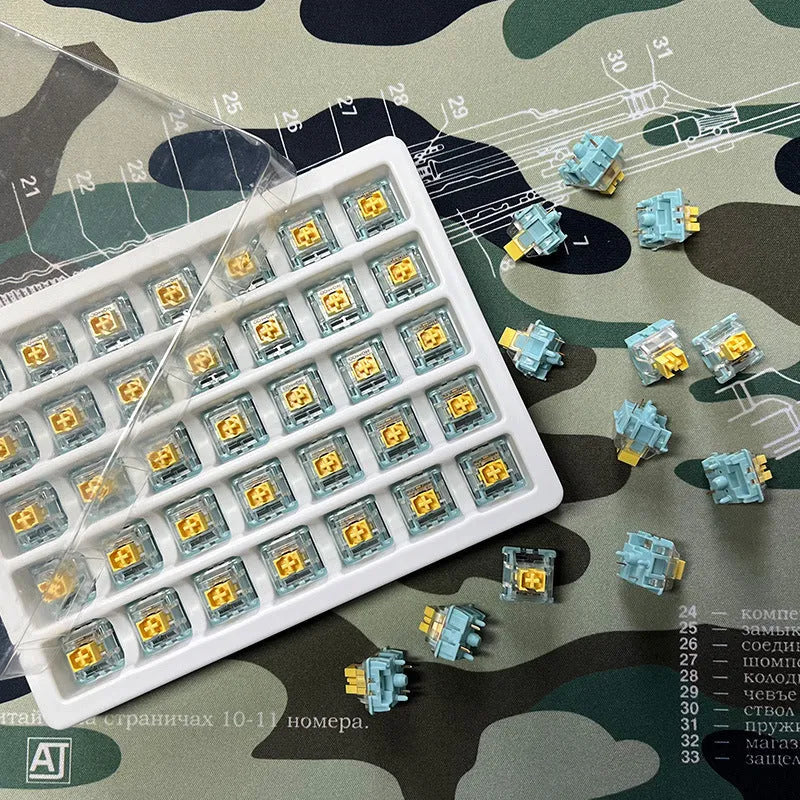 36 Sea Salt Lemon coloured mechanical keyboard switches with silent linear design for hot-swap keyboards