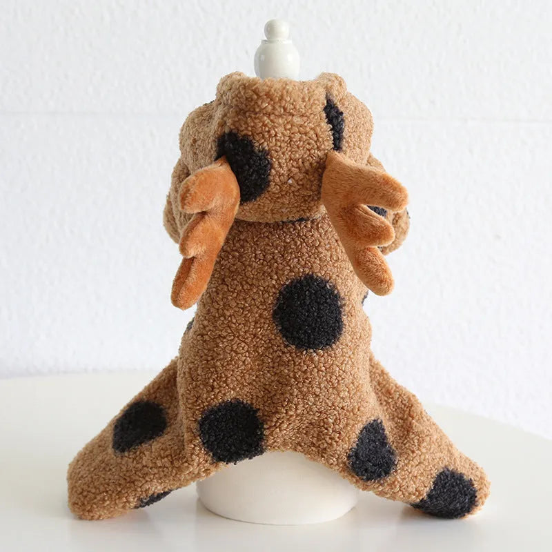 Polka dot elk couple pet clothing for cats and dogs in skirt and four-leg styles