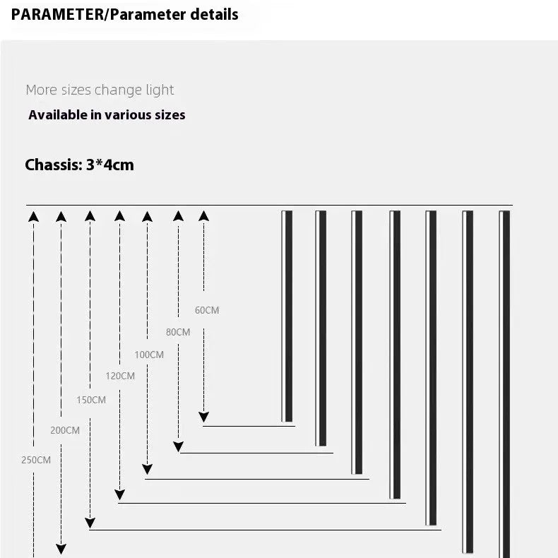 80CM black aluminum LED wall lamp body with PC shade and touch control