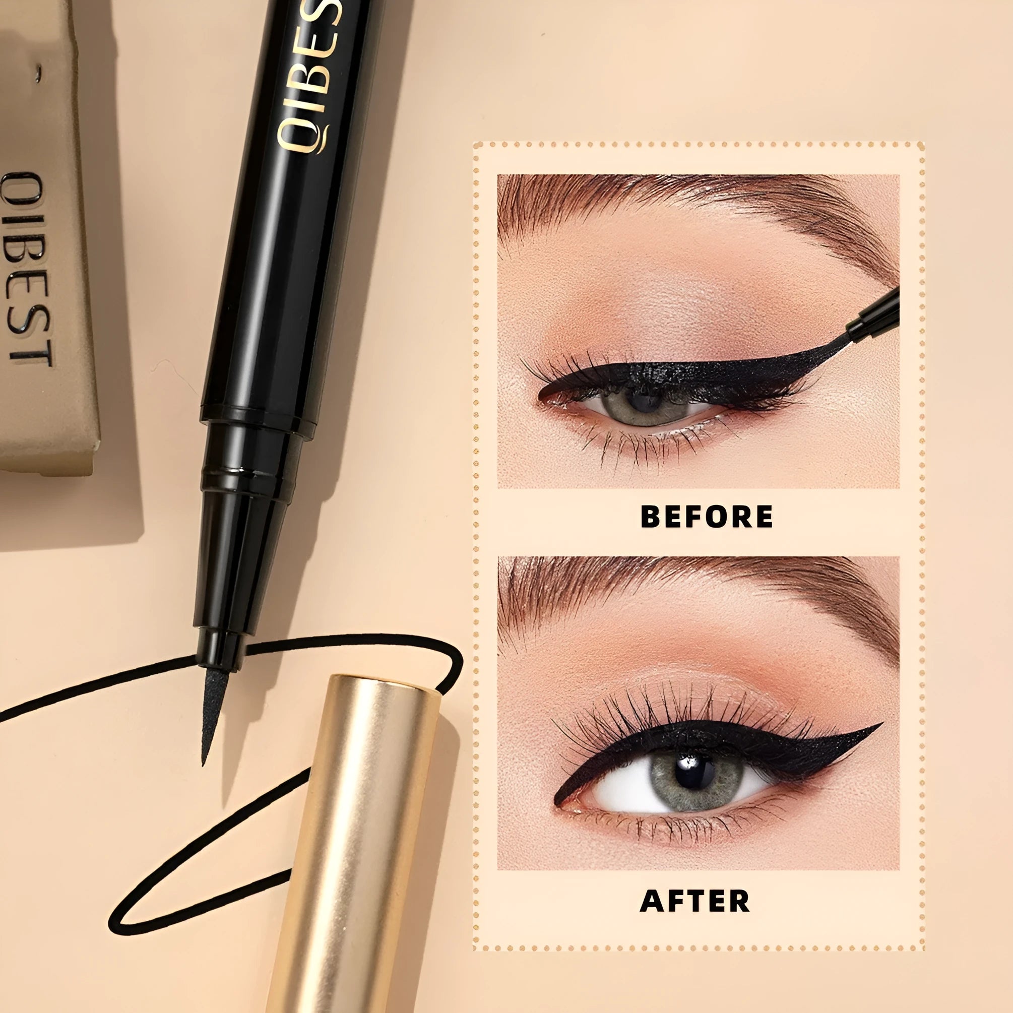 Q2407 black liquid eyeliner pen with quick-dry smudge-resistant formula
