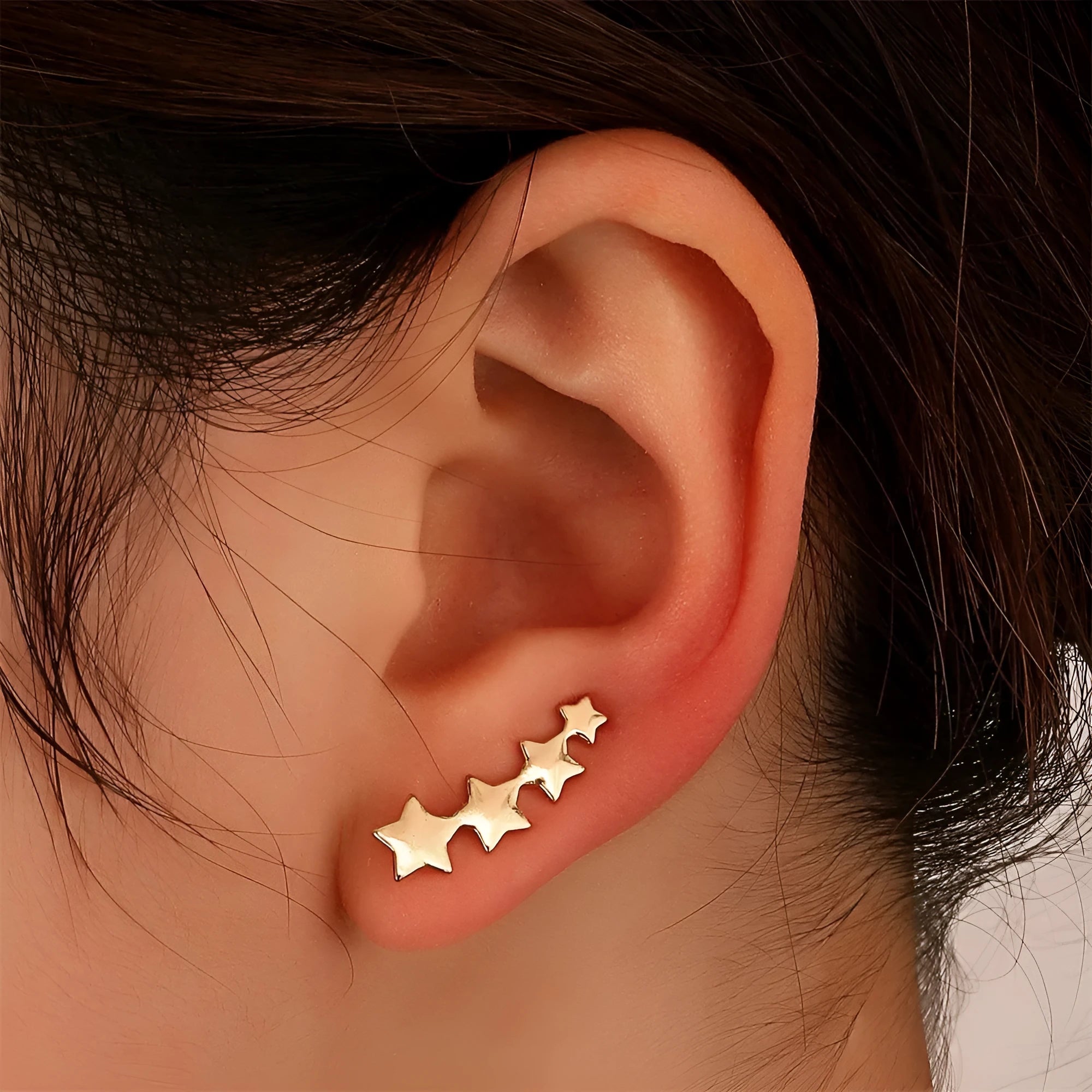 KC Golden Star A-896 copper leaf clip-on earrings for women without pierced ears