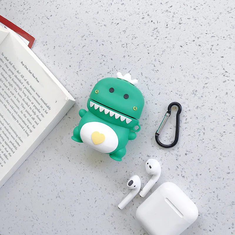 Cartoon animal design silicone AirPods protective case in multiple colour options