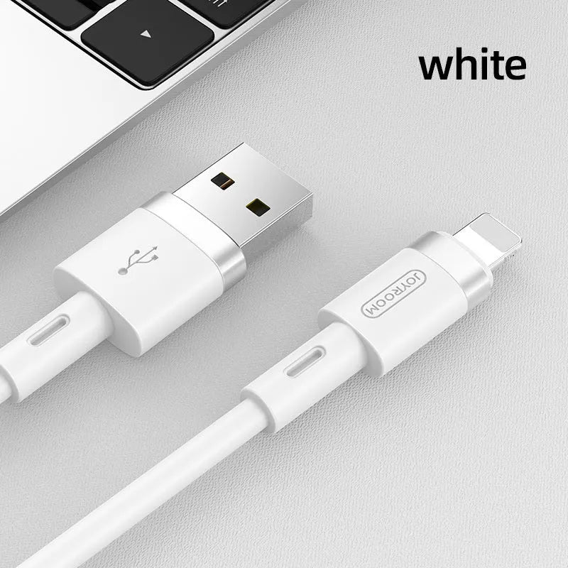 USB-C charging cable with straight connector in five colour options showing black, purple, red, white, and yellow variations