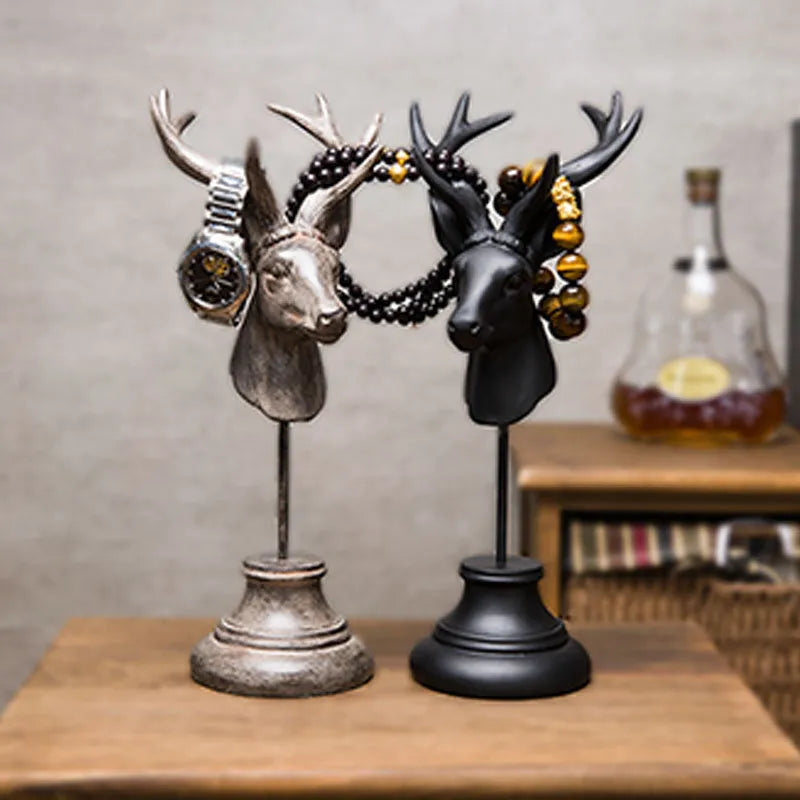Natural resin animal figurine home decoration in black, white, or wood colour finish.