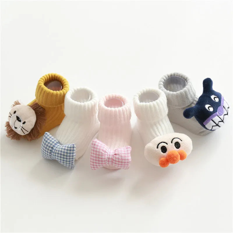 Cotton baby floor socks in various colours for crawling and walking