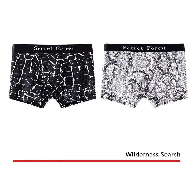 Men's thin polyester boxer shorts in black, grey, and brown with loose fit and mid-rise waist