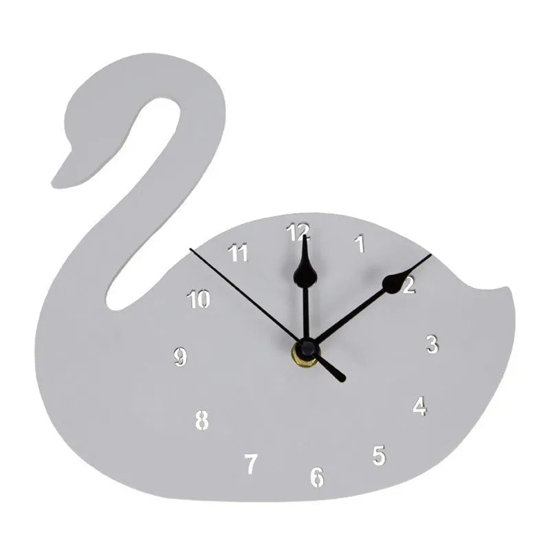 Wooden cartoon wall clock in European alien shape with character designs like rabbit crown and cloud in various colours