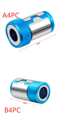 Light blue magnetic screwdriver bit with high carbon steel construction