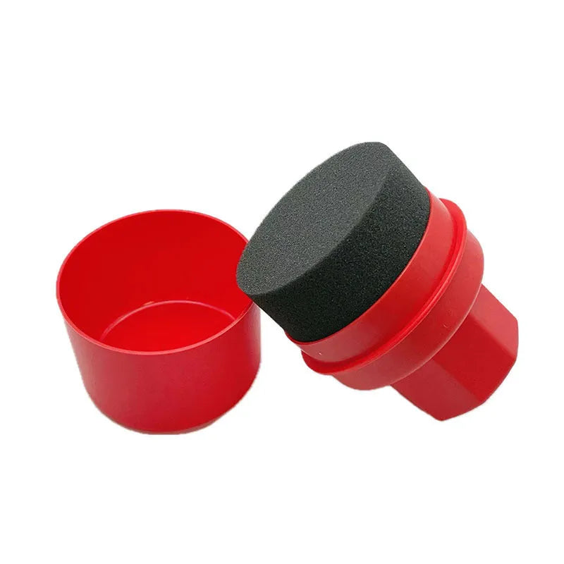 Black tyre polishing sponge brush with lid measuring 85x120mm for car tyre maintenance