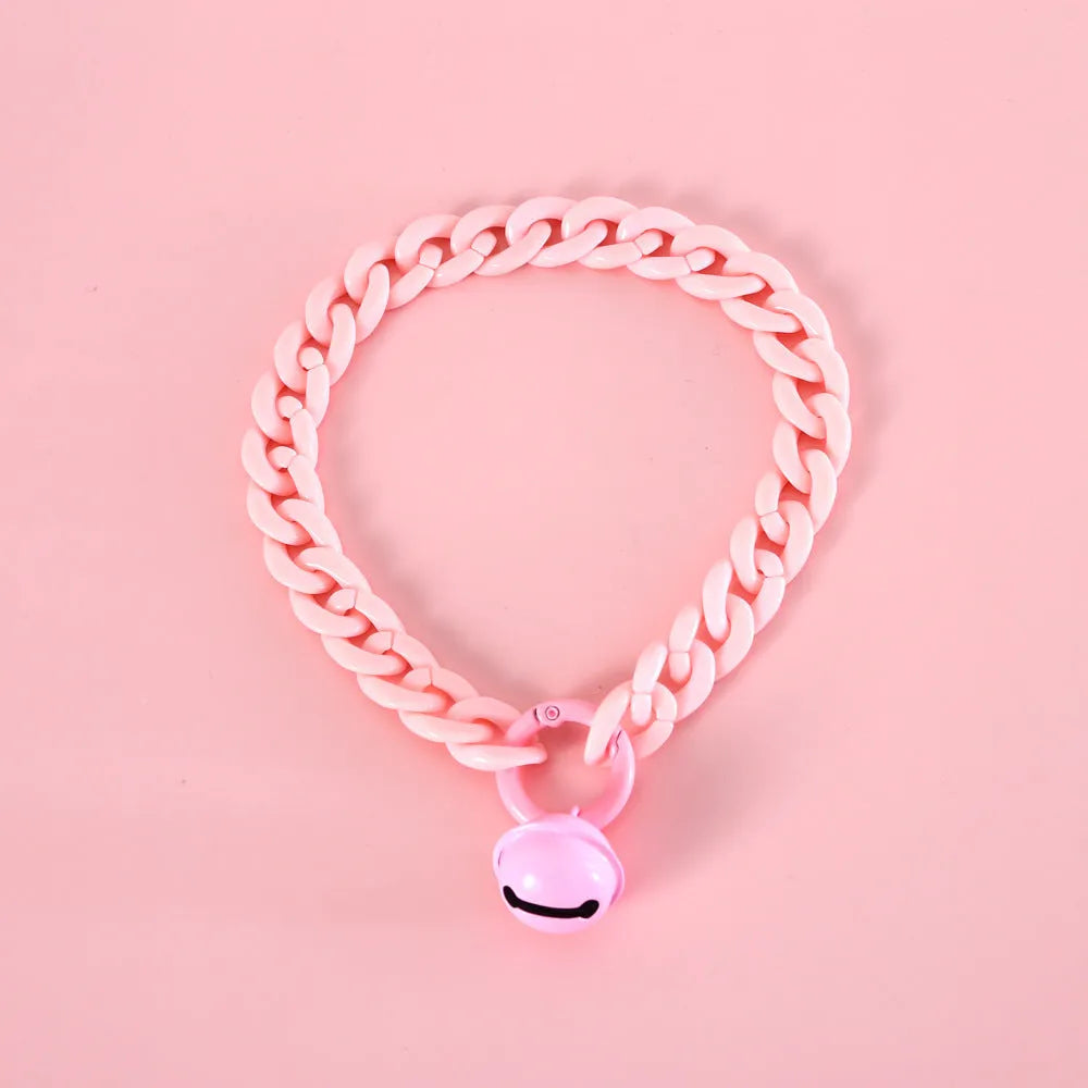 Plastic pet collar in macaron candy colours with chain design for cats, dogs and rabbits