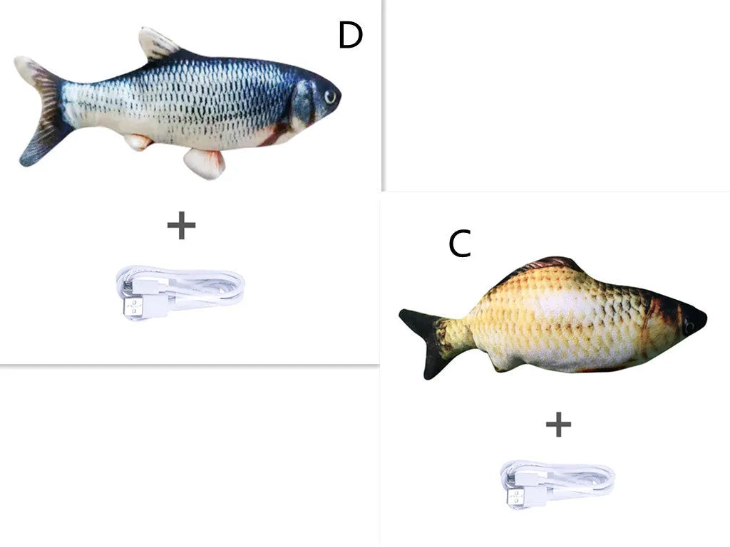 Electronic jumping fish simulation cat toy without catnip, 30cm multicolour design with USB charging