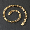Men's geometric titanium steel necklace with hemp flower chain in antique silver colour
