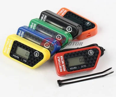 Black waterproof maintenance timer with LCD display for outdoor power equipment service scheduling