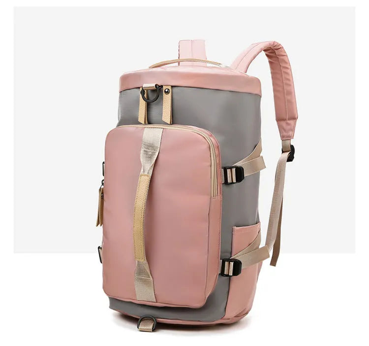 Waterproof nylon gym backpack with separate shoe compartment and combination lock in multiple colour options