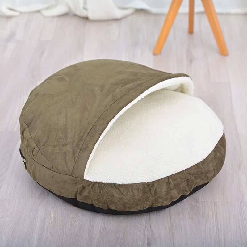 Brown and grey removable washable cloth dog kennel for small to medium-sized pets