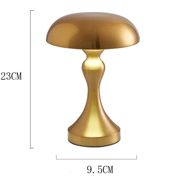 Rechargeable LED desk lamp in bronze finish with touch controls and three light settings