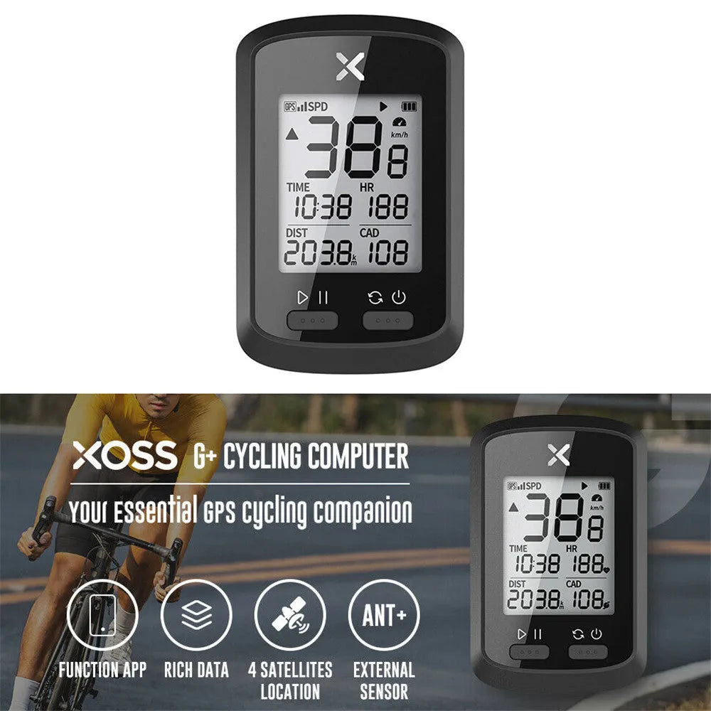 Black plastic waterproof digital stopwatch for bicycle riding on handlebars.
