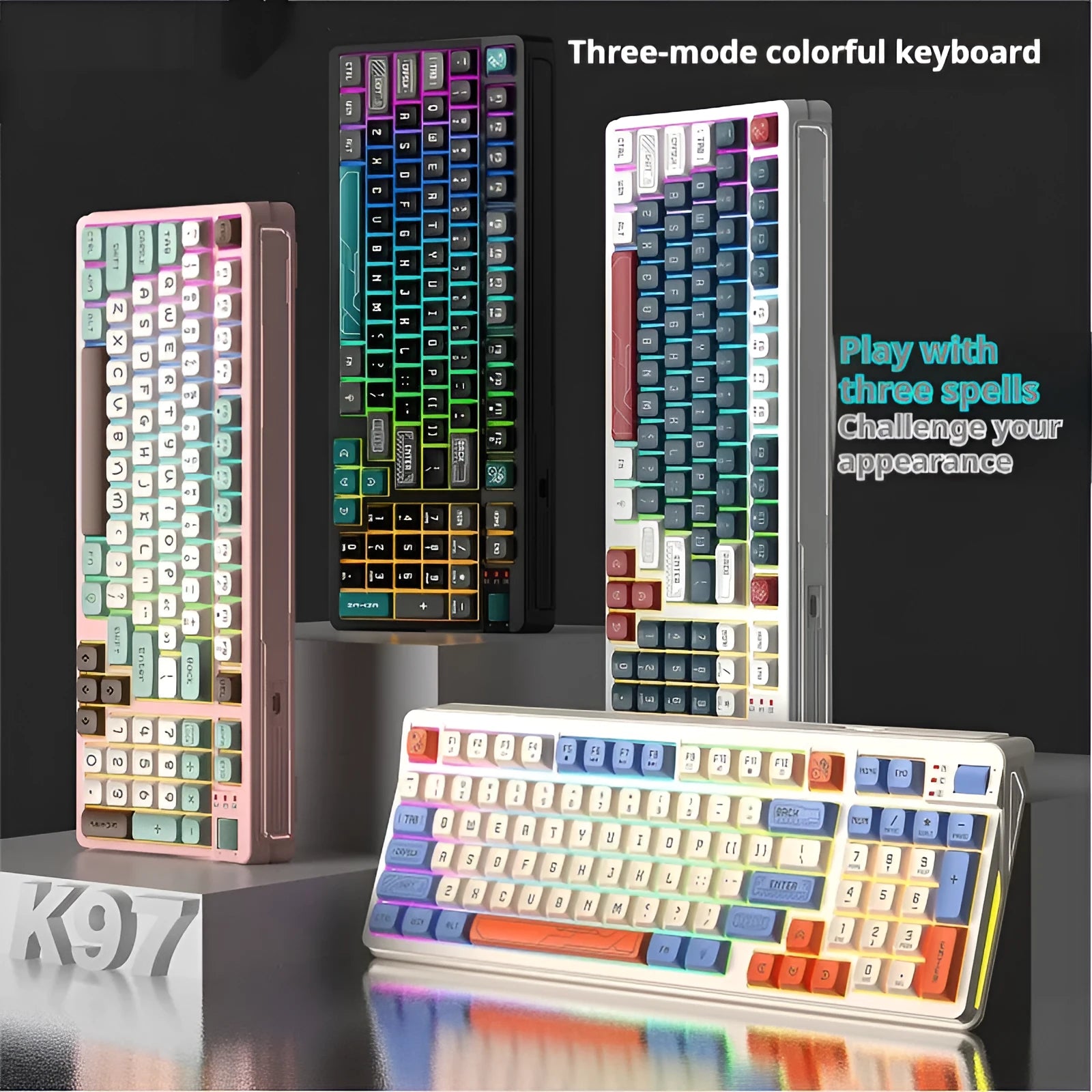 RGB luminous gaming keyboard with ABS plastic construction measuring 38.5cm wide
