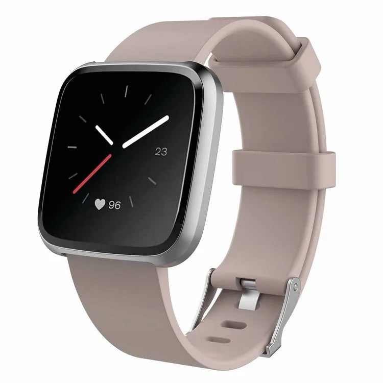 Fitbit Versa Lite TPE replacement watch strap showing colour options and sizing measurements
