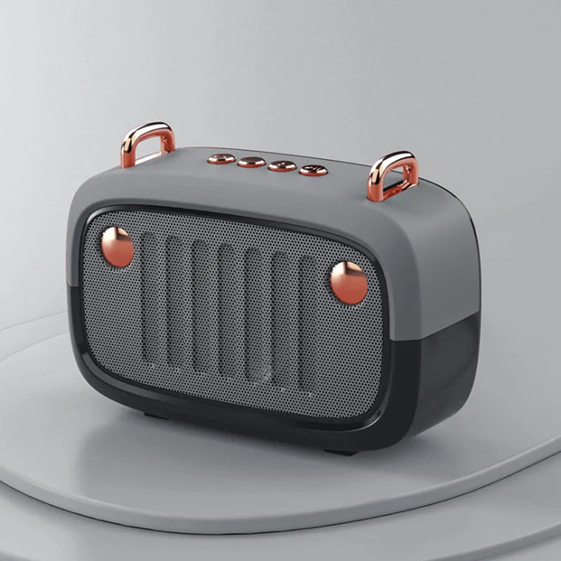 Compact portable mini speaker with subwoofer in choice of five colours showing Bluetooth and USB connectivity