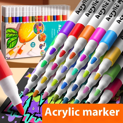 Acrylic marker pen sets in multicolour plastic casings for student art and painting projects