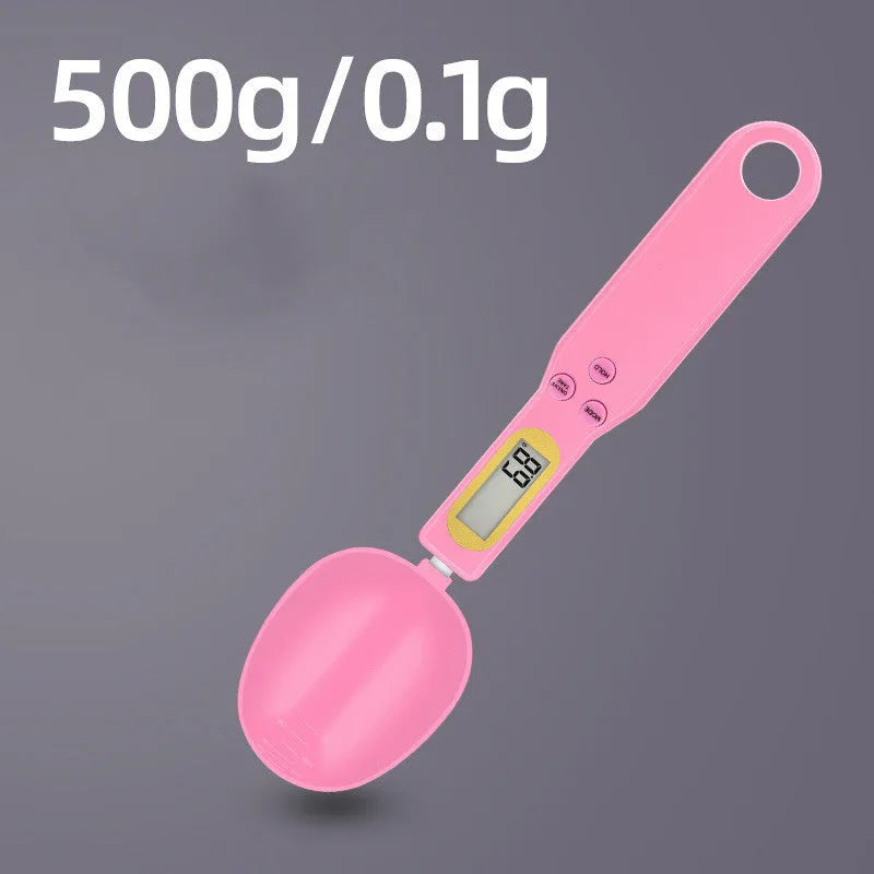Black electronic measuring spoon scale showing digital display, 23.2cm long.