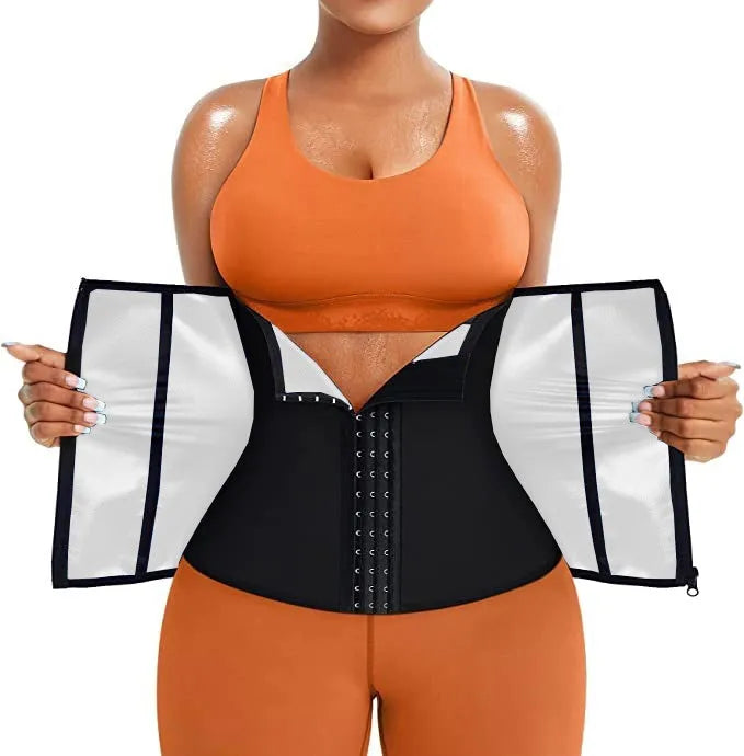 Adjustable neoprene waist shaping belt in blue or silver for abdominal support