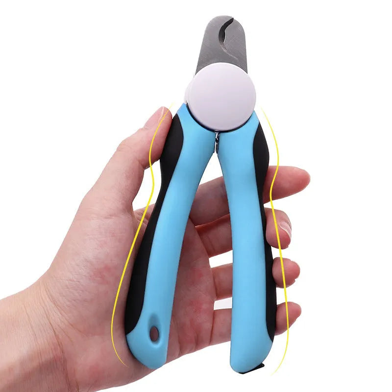 Blue heavy-duty dog nail clippers with a safety guard for large breeds and thick nails