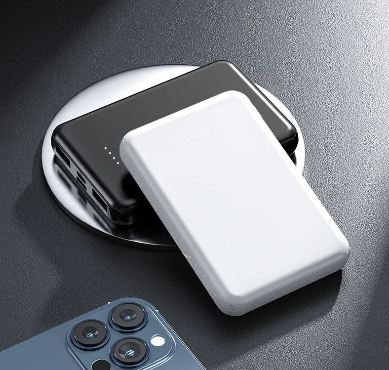 Black and white heating vest power bank belt with dimensions 97mm by 64mm by 14mm