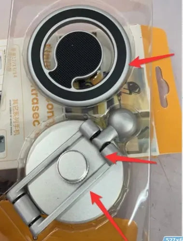Telescopic folding car phone holder with magnetic suction mounting on instrument panel