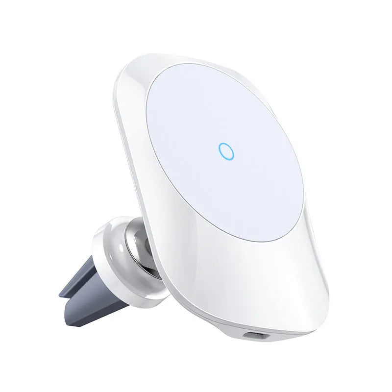 Black magnetic car wireless charger with air vent mount and USB-C cable