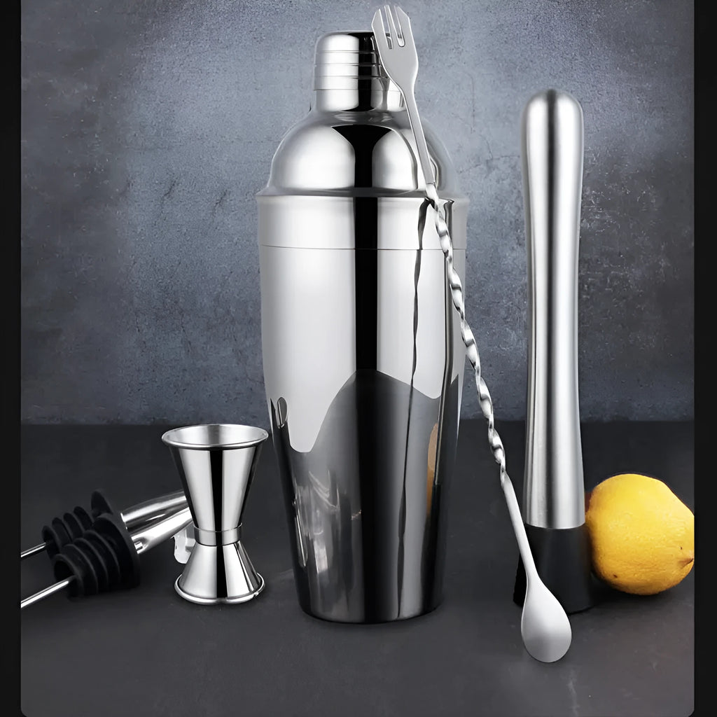 23-piece stainless steel and acrylic cocktail set with European style bartender tools