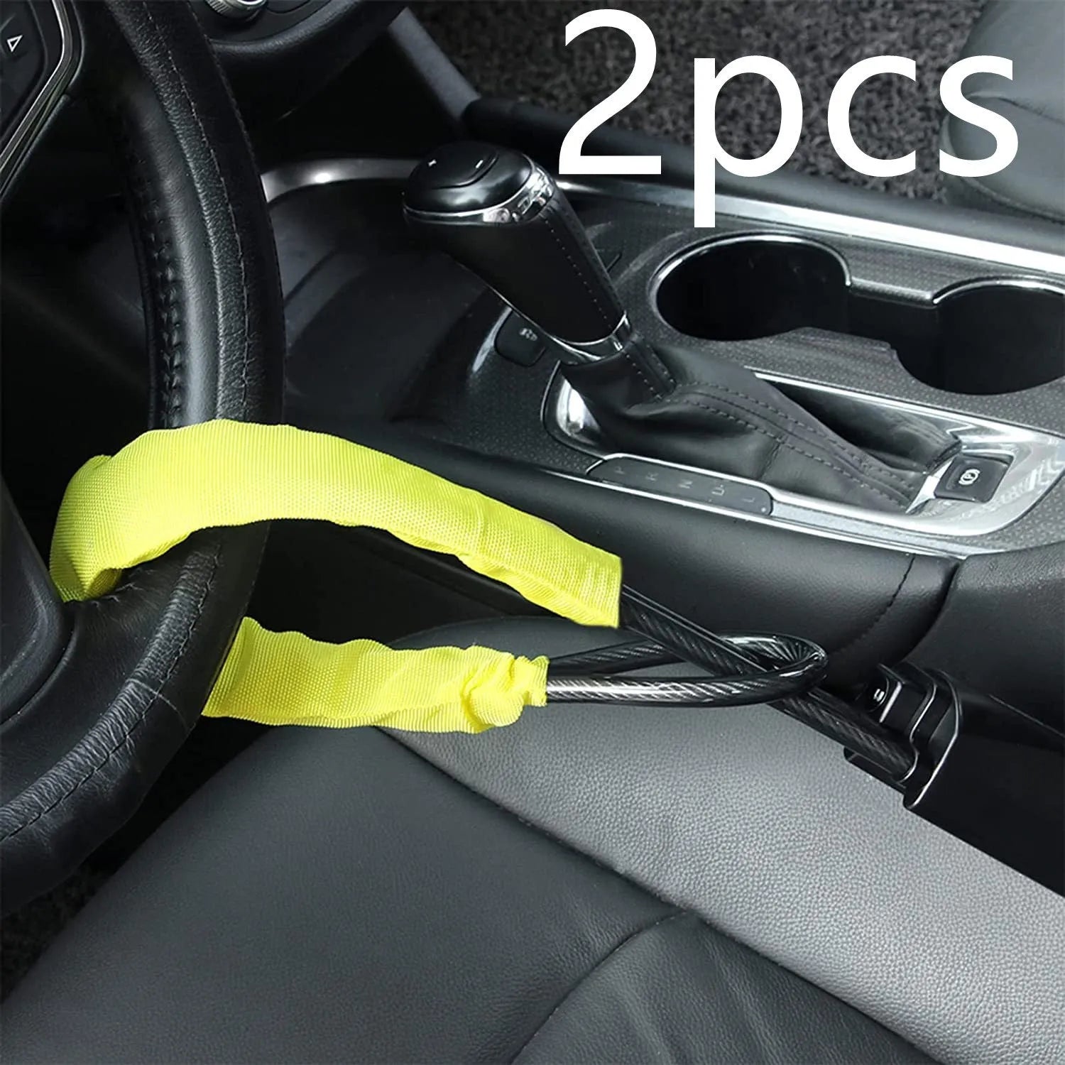 Iron car steering wheel lock with wire rope for General Motors vehicles in red colour