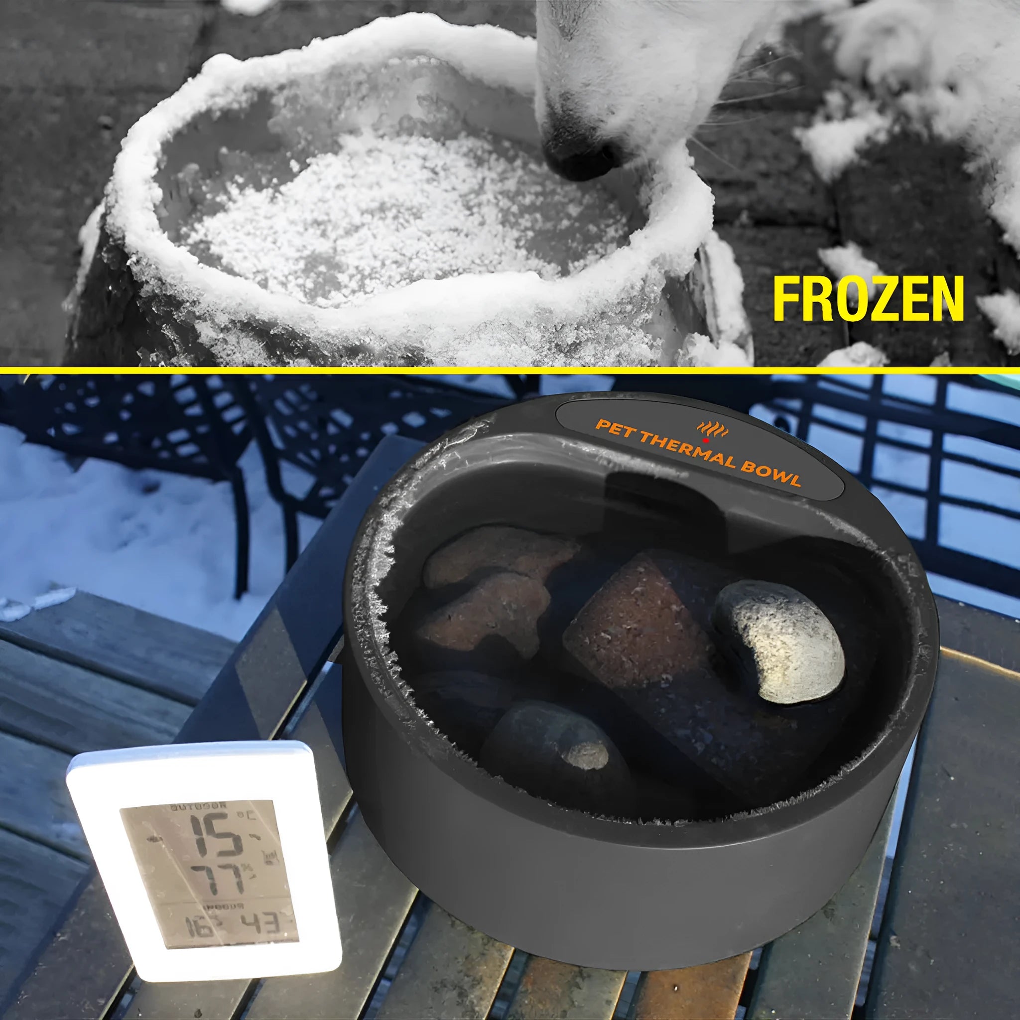 Black ABS plastic pet heating bowl with constant temperature function for cats and dogs