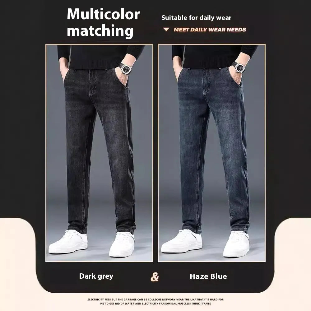 Slim straight casual trousers in blue grey colour with micro elasticity fabric for summer street fashion wear