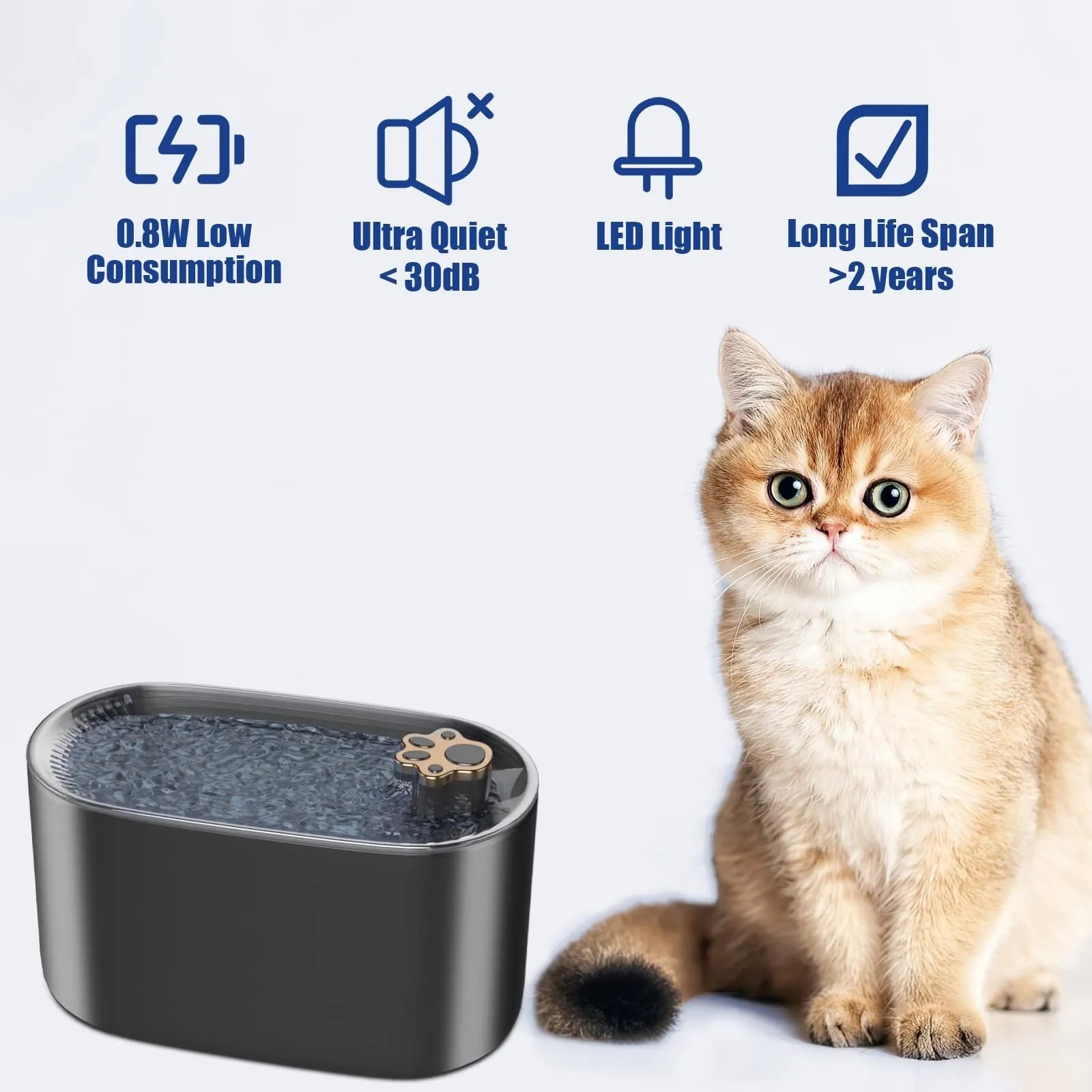Berlin blue pet water fountain with triple filter and LED indicator light