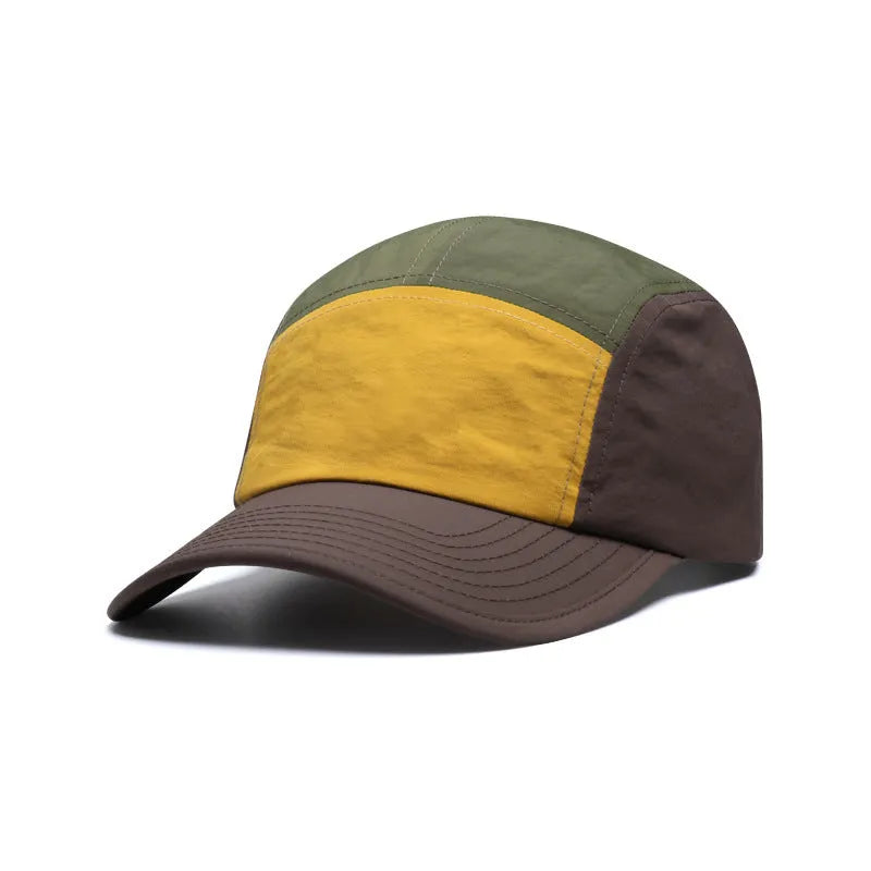 Men's cotton-polyester baseball cap in khaki, army green, orange, and yellow colours with curved brim