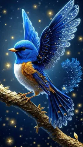 Handmade Blue Bird diamond painting kit 60x100cm with internal framework and acrylic rhinestones