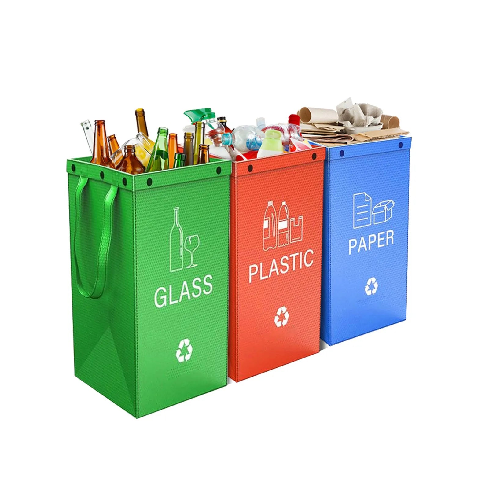 Blue reusable waterproof 40-litre PP plastic storage bag for recycling and waste sorting.
