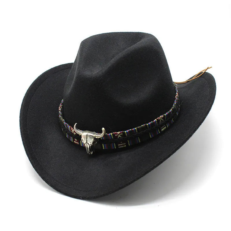 Western-style cowboy hat with bell crown in multiple colour options including army green, brown, and black